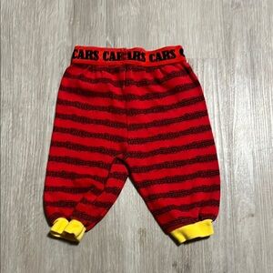 Red and Black Striped Pants with Yellow Accents